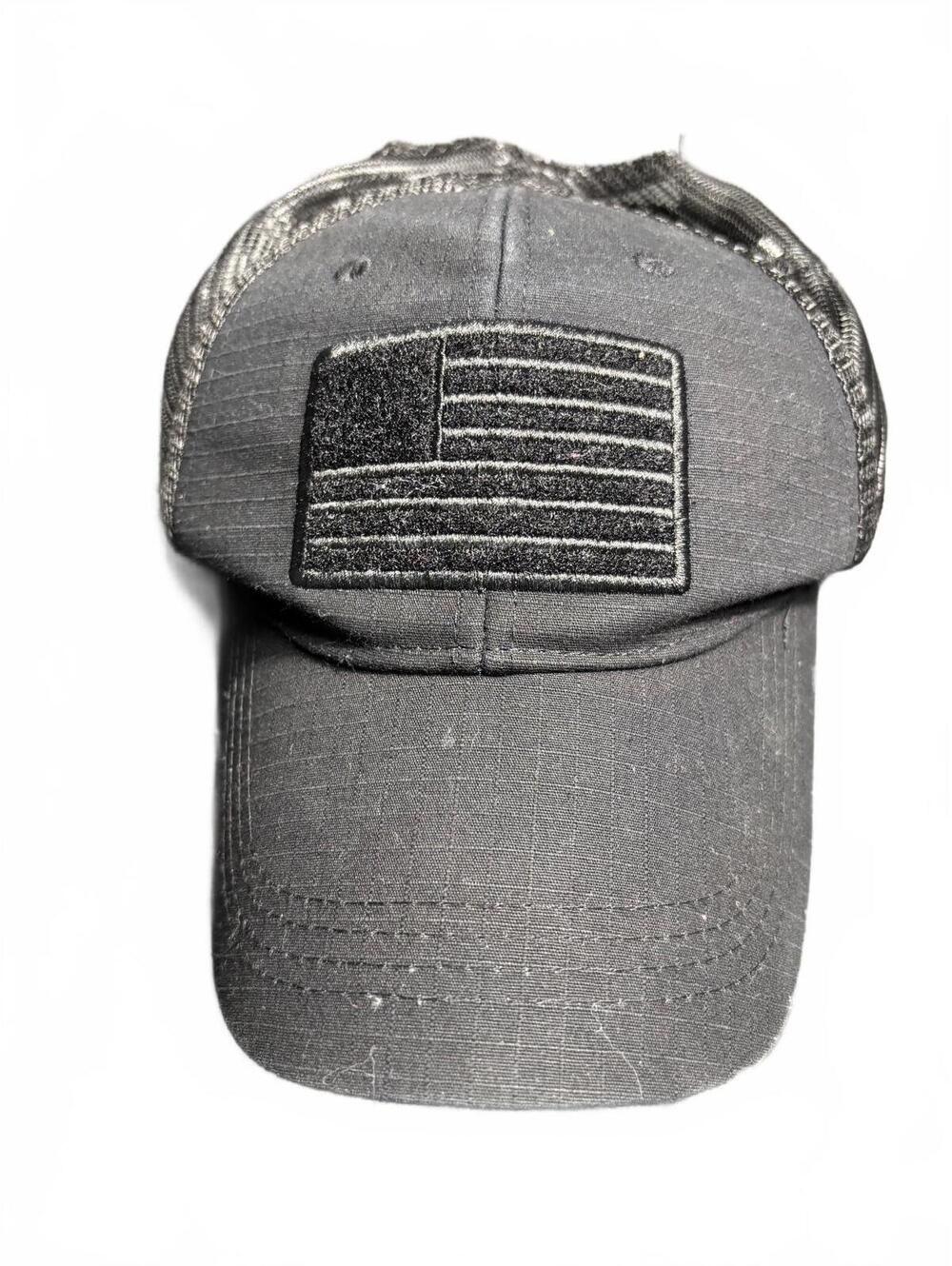 Highland Tactical Black Mesh Back Cap with American Flag
